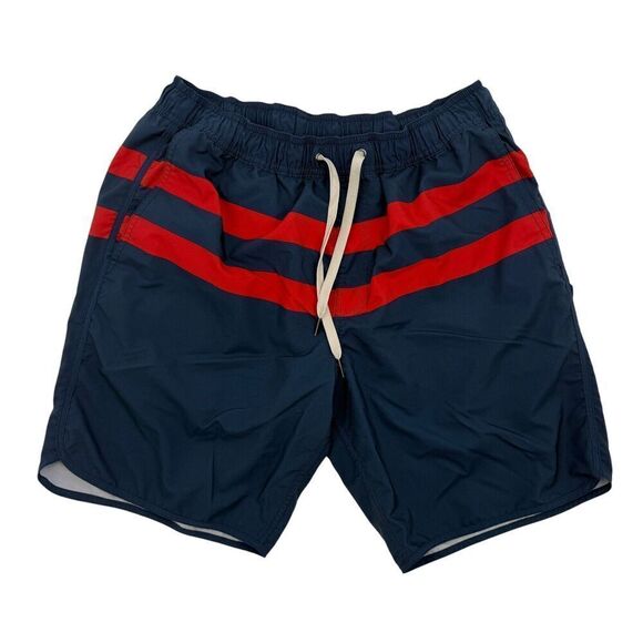 Men's Fair Harbor The Anchor Red Stripe Anchor 8" Shorts Size Medium Blue Red - Picture 5 of 12